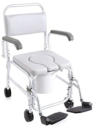 Silla ergonómico para inodoro y ducha sobre ruedas – Relleno de PVC