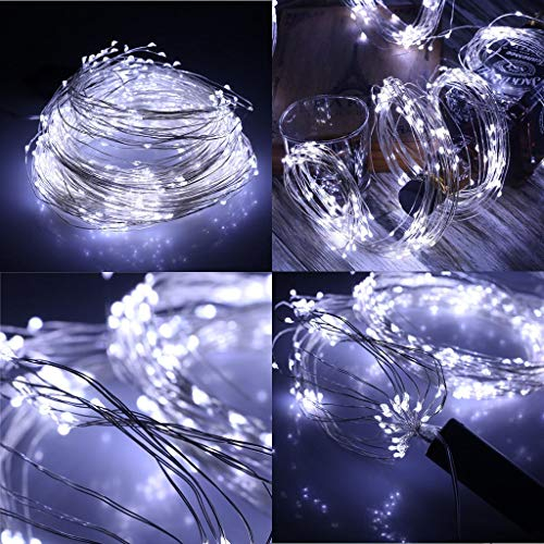 SHATCHI 20 LED/2m Fairy String Lights Silver Wire Battery Operated Cool White LEDs Twinkle Waterproof Lights for Bedroom, Christmas, Party, Wedding Outdoor Indoor Decoration