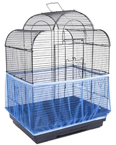 GOTOTOP Vogelkäfig Abdeckung Schutznetz Nylonnetz Netzabdeckung Nylon Mesh Net Cover Birdcage Dehnbare Seed Catcher Samenfänger für Papageien Verstellbarer 106-212x33cm(Blau)