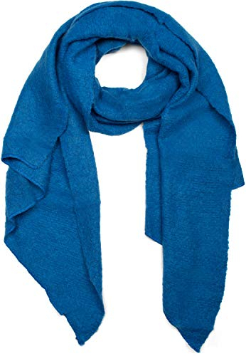 styleBREAKER Damen weicher unifarbener Web Schal in asymmetrischer Form, Winter, Stola 01017118, Farbe:Royalblau
