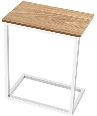 AZL1 Life Concept C Side Table Sofa End Tables for Home Office Living Room Vintage Accent Snack Table for Coffee Laptop Wood TV Tray Metal Frame, Walnut
