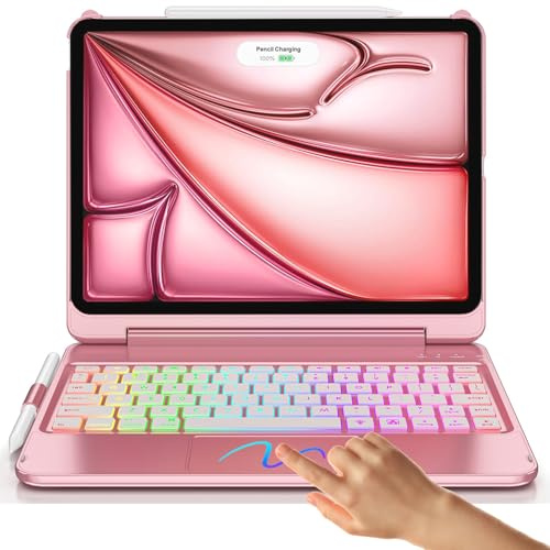 FUWANG Touch for iPad Air 11 inch & 5th & 4th Gen Case with Keyboard - Only Support 180 Flip Backlit Keyboard with Multi-Touch Trackpad