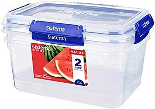 Sistema KLIP IT PLUS Food Storage Containers | 3.35 L | 2 Piece Airtight Containers Set | Leak-Proof Seal | Easy Locking Clips | Recyclable with TerraCycle® | BPA-Free