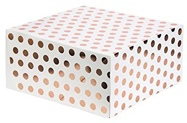 Anniversary House 10-inch Rose Gold Cake Box, Polka Dot Foil Print, 12.7 x 26 x 26 CM, J102