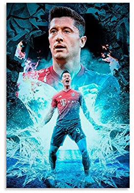 WEICHAO Poster auf Leinwand, Kunstdruck, Motiv Fußballspieler, Robert Lewandowski, 60 x 90 cm