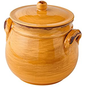 BRANDANI Pentola Legumiera con Coperchio in Terracotta Gialla Antiaderente da Fuoco