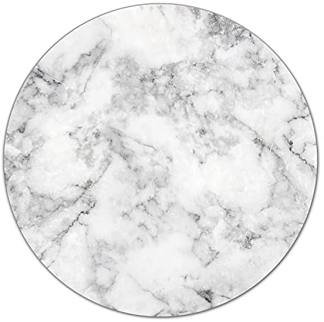 Coloray Planche À Découper Tapis de Découpe ⌀ 40 cm Protection Plaque Verre Trempé Rond Induction Cuisson - Blanc de marbre