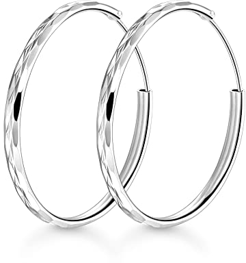PAPAGENA Creolen Silber 925 Ohrringe Damen Groß Runde Kreolen für Frauen 30 mm