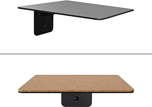 1x Wandstufe Katzentreppe Klettersystem für Haustiere, belastbare, stabile Ablage/Plattform Schwarz mit selbstklebender, rutschfester Korkmatte für Vasen Blumentöpfe, Wandmontage (ohne Kork, 20x25 cm)