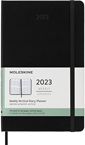 Moleskine Wochenplaner 2023, 12-Monats-Wochenkalender mit Vertikalem Layout, Vertikaler Wochenplaner, Hardcover, Großformat 13 x 21 cm, Farbe Schwarz