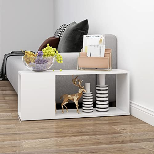 SKM Mueble para TV, blanco, 80 x 24 x 32 cm, de aglomerado