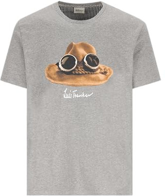 Luis Trenker T-Shirt Halbarm DER Hut Rundhals mit Druck Mittelgrau Größe XXXL