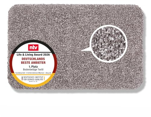 Rutschfeste Schmutzfangmatte innen waschbar - Grau 40 x 60 cm (Rechteckig) | Saugfähige Sauberlaufmatte Innenbereich Entra SAUGSTARK pflegeleicht Sauberlaufmatte 100% Baumwolle Türmatte robust Fußmatte