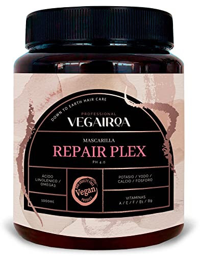 VEGAIROA - Repair Plex Maske - Maske für extreme Reparatur - Feuchtigkeitsspendend und nährend - Kräuselschutz - Für chemisch behandeltes Haar - Professionelles veganes Friseurprodukt - 1000 g