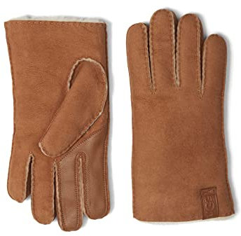 UGG Wasserabweisende Schaffell-Handschuhe mit leitfähiger Tech-Leder-Handfläche, Kastanie, M