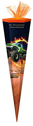 Schultüte mit Gravur/Zuckertüte / 85cm / eckig/Monster Truck