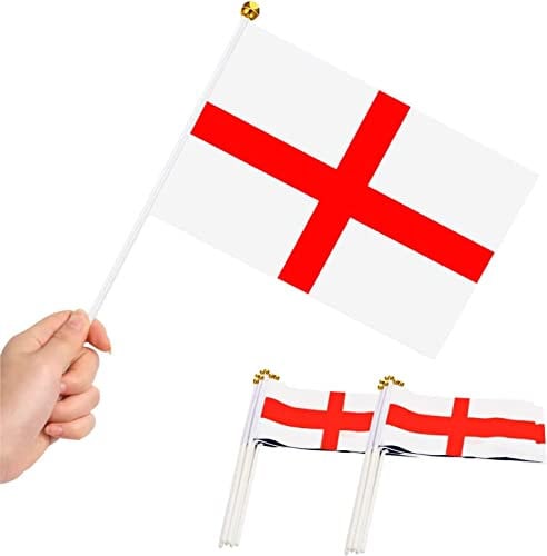 10Pcs St George Hand Flags England Hand Waving Fabric Mini English Flags For Rugby Cricket World Cup Royal Event Support Country