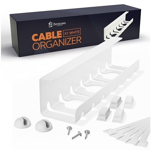 Zenacasa Kabelkanal Schreibtisch - Kabelmanagement aus weißem Stahl - Kabelkanal Schreibtisch für Ordnung am Arbeitsplatz - Schnelle und einfache Montage 5kg Max