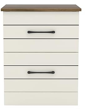 Galano Elis Nachttisch mit Schublade – Platzsparend Schrank Schlafzimmer - Moderne Holzmaserung Kleiner Tisch – 39.9T x 48B x 59.9Hcm - Elfenbein/Eiche