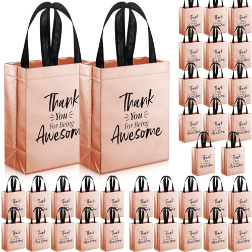 ZJoey Wiederverwendbare Geschenktüten, Dankeschön-Geschenktüten, Geschenk für Mitarbeiter, für Lehrer, Studenten, Kollegen, Sekretär, Assistent, Geschenk (Roségold, toller Stil), 36 Stück