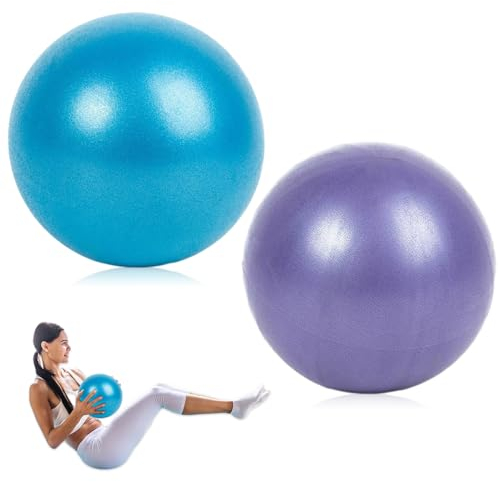 Ormromra 2 Stück Pilates Ball, 25cm Gymnastikball Klein, Yoga Ball, Kleine Übung Ball, Fitnessball Klein für Ganzkörpertraining, Heim, Fitness, Gym, Gymnastik (Blau, Lila)