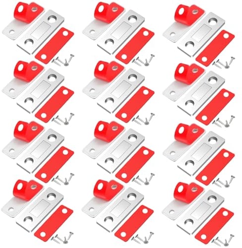 ZUOQIANG 12 Pack Magnetic Door Catch, Door Magnets for Cabinets, Ultra Thin Magnetic Catches for Cupboards, Magnetic Strips Self Adhesive for Wardrobe Closet Cupboard Door Closing