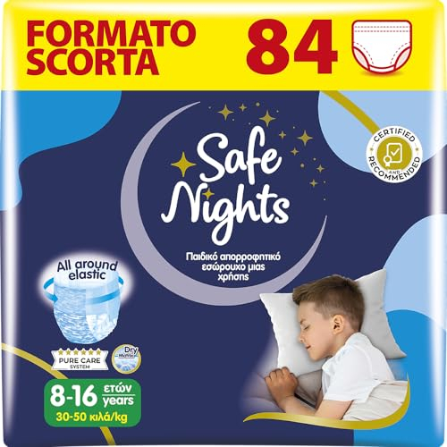 Babylino Safe Nights Boy, Höschen für die Nacht für 8-16 Jahre (30-50 kg), 84 Stück