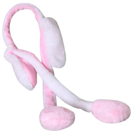 IWOWHERO Hasenohren Stirnband Plüsch Haarreif Mit Beweglichen Ohren Mittlere Größe Rosa Weiß Kinder Kopfbedeckung Für Party Und Cosplay