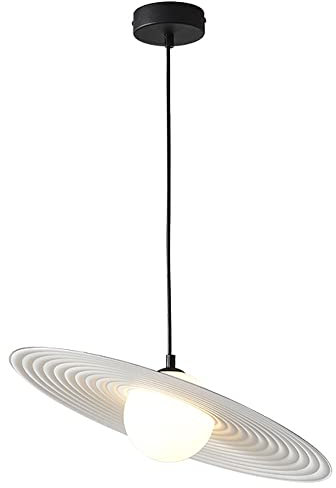 YangRy 1-Light Globe Modern Chandelier White Metal Flying Saucer Pendant Light Spherical Acrylic Single Head Hanging Lamp for Kitchen Island Bathroom Interior Lighting Star of Light