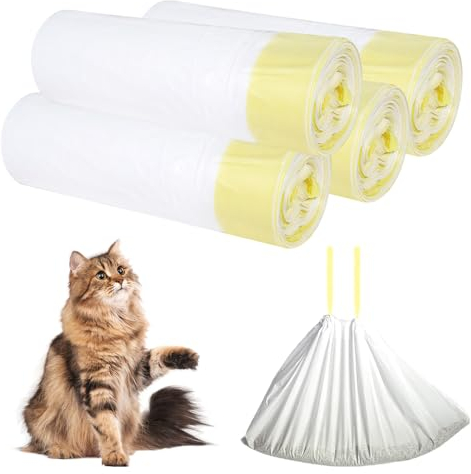 YANGUN 40 Pcs Cat Litter Tray Liners, Cat Litter Bag with Drawstrings, Cat-Litter Box Liners Large Drawstring for Medium Pet CatLitter Box Liners, Scratch Resistant & Leak Proof (79 * 45 cm)