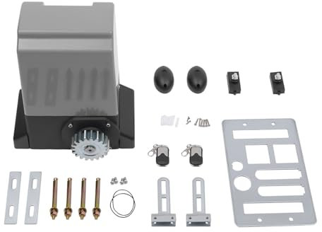 Sliding Gate Operator Electric Sliding Gate, 370 W Garage Door Opener Made of Aluminium Alloy Steel Swing Gate Drive Set with 2 Remote Controls for Hotel, Factory, Gate Weight up to 600 kg