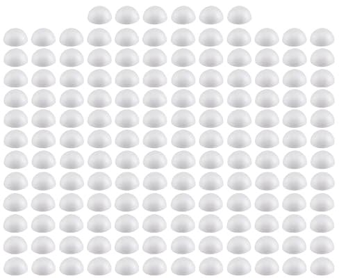 Crafjie 150 Stück 2,5 cm halbrunde Polystyrol-Schaumstoff-Kugeln, Bastelbedarf, halbkugelförmig, Weihnachts-Bastelbälle für Heimwerker, Bastelprojekte und Kunstdekoration