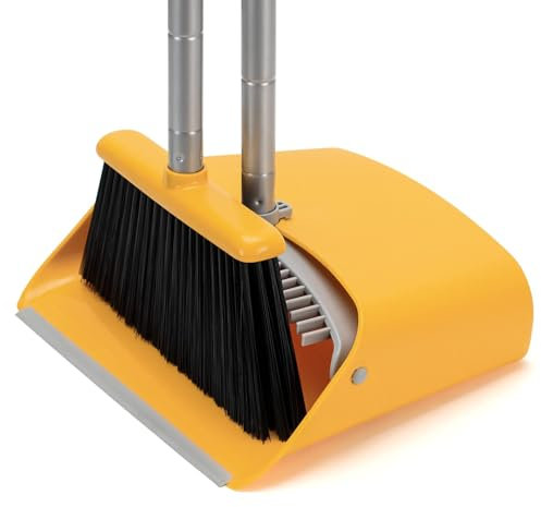 TreeLen Broom and Dustpan Set, Stand Up Broom and Dustpan for Home Cleaning