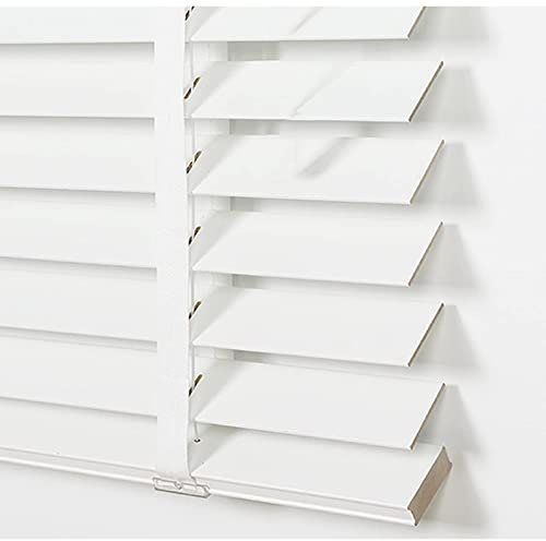 Wood Window Blinds, White Blackout Window Shades, Corded Venetian Blinds, Horizontal Blinds for Window/door/patio, Indoor and Outdoor Installation,120x150cm/47 x 59in