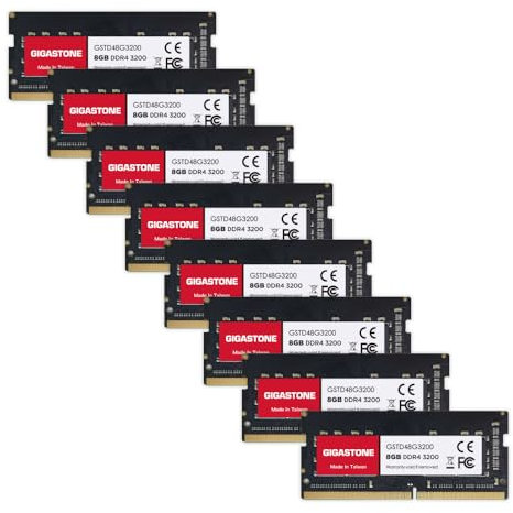 【DDR4 RAM Solo portátil】 GIGASTONE 64GB Kit(8x8GB) DDR4 3200MHz(2933MHz or 2666MHz) PC4-25600(PC4-23400/21300) CL22 1.2V SODIMM 260pin Memoria portátil sin búfer, sin ECC, Alto Rendimiento