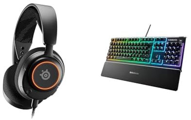 SteelSeries Arctis Nova 3 - Multi-System Gaming-Headset – Hi-Fi-Treiber & Apex 3 - Gaming Tastatur - 10-Zonen RGB-Beleuchtung - Premium magnetische Handballenauflage - Deutsches (QWERTZ) Layout