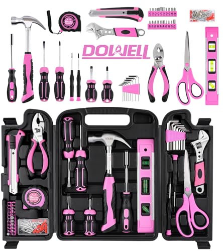 DOWELL Pink Tool Kit for Women, Girls, Ladies, 123 Pieces, with Tool Box
