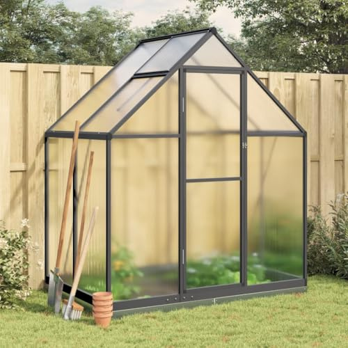 Gecheer Serre avec cadre de fondation pour tomates - Serre à tomates - Serre précoce - Jardin - Abri de jardin - Anthracite - 169 x 114 x 202 cm - Aluminium