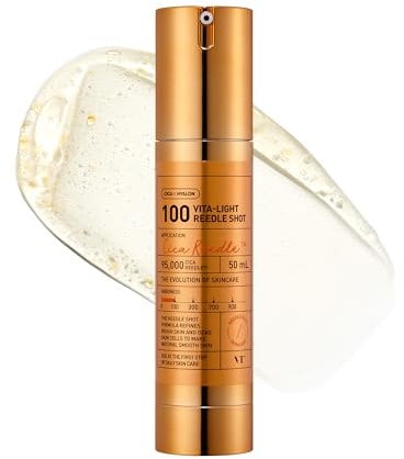 VT Cosmetics Vita-Light Reedle Shot 100, Sérum aux Capsules de Vitamine C, Vitamine E, Soin Hydratant, Soin Coréen pour Peau Sensible 1.69Fl Oz(50ml)