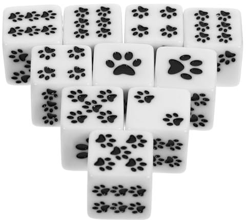 TOYANDONA 10stücke Cartoon Resin Würfel Spielwürfel Für Brettspiele Lustige Pfote Muster Würfel Als Party Requisiten Und Gastgeschenke Für Zuhause Kneipe Strand Und Garten