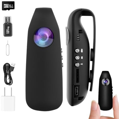 Spy Camera,Mini Camera Body Wear,1080P FHD Small Spy Camera 1080P Video,Body Camera Wearable,Pocket Clip for Office,Law Enforcement,Security Guard,Home,Car,Hiking gift