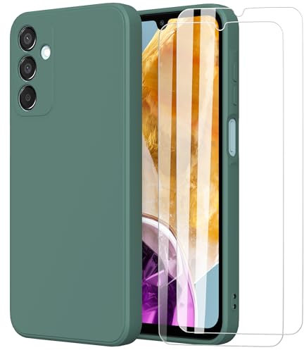 MOONESS Funda para Samsung Galaxy M15 / F15 5G (6.5) con 2 Pack Protector Pantalla,Ultrafino Silicona TPU Shockproof Carcasa Case Cover para Samsung Galaxy M15 / F15 5G - Verde Oscuro