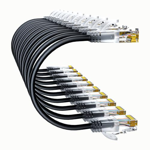 10Gsupxsel Cat6a Patch Cables 1ft (10 Pack) Slim, Cat6 Ethernet Patch Cable Pure Copper, Flexible Cat 6 Patch Cable 550MHZ 10G, Space-Saving Cat 6A Network Cables for Patch Panel, Black