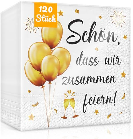WenmthG 120 Stück Servietten Geburtstag Schön, dass wir zusammen feiern 33 x 33 cm - 120 Servietten 3-Lagige weich - Servietten Einschulung, Schulanfang, Schuleinführung, Geburtstag, Hochzeit