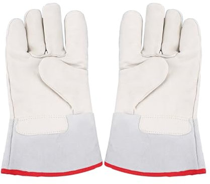 Beufee Tiefkühlhandschuhe, 30cm/11.8in Trockeneishandschuhe Flüssiger Stickstoff schützender Rindsleder Handschuhe Niedrige Temperaturbeständigkeit Sicherheitsarbeitshandschuhe (30cm/11.8in)