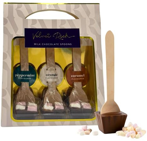 Hot Chocolate Gift Set - Hot Chocolate Spoons With Marshmallows - 3 x Delicious Hot Chocolate Stirrers Hot Chocolate Station - Drinking Chocolate Great For Christmas Gifts For Kids - Stocking Fillers