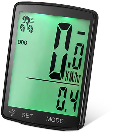 Supvox Kabelloser Fahrradcomputer mit LCD Display, Ant Verbindung, Ipx7 | Großes Weißes Licht, Wetterfestes Gehäuse aus ABS und Pmma, Halterung Inklusive für Bikes und Dirtbikes