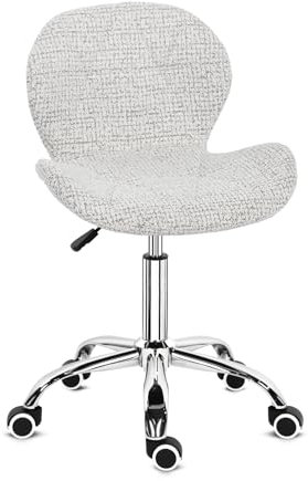 Hadwin Modern Chenille Swivel Office Chair, Height Adjustable Padded Armless Desk Chair with Wheels for Home Office, Grey