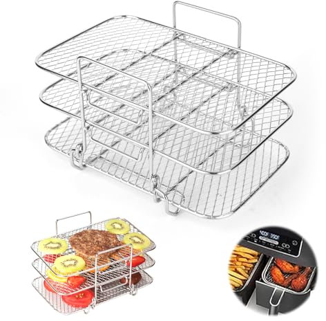 Estante de Acero Inoxidable para Freidora de Aire, Parrilla De 3 Capas, Accesorios para Freidora de Aire, para AF300EU AF400EU