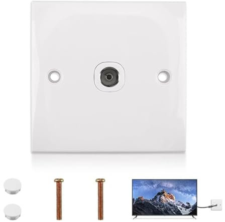 Toma de antena de TV, placa frontal coaxial de pared, toma de corriente de 50 60 Hz, materiales ignífugos para conexiones fiables de TV y radio FM (enchufe único blanco)